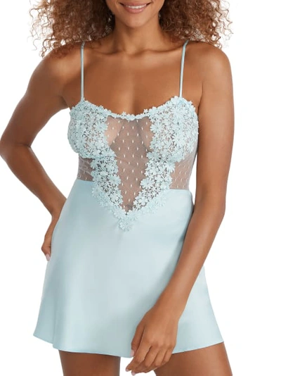 Shop Flora Nikrooz Showstopper Charmeuse Chemise In Blue