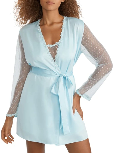 Shop Flora Nikrooz Showstopper Charmeuse Robe In Blue
