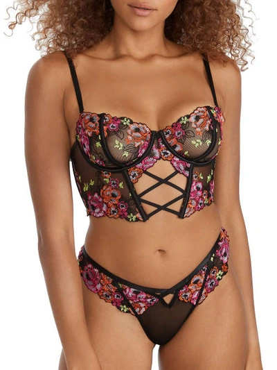 Shop Oh Lã Lã Chã©ri Natty Bra & Panty Set In Black Multi