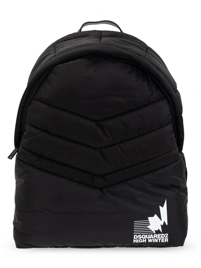 Shop Dsquared2 Black Logo Backpack