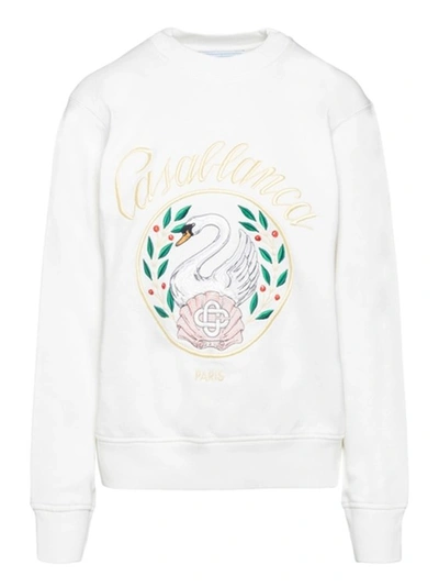 Shop Casablanca Embroidered Cotton Sweatshirt In White