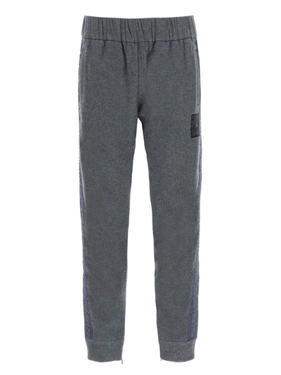 Shop Fendi Cashmere Logo Pants In Grey