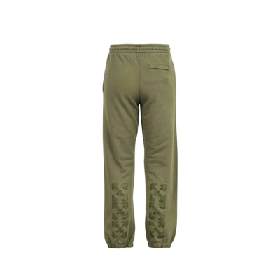 Shop Off-white Green Cotton Pants