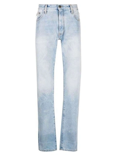 Shop Off-white Logo Denim Jeans In Blue