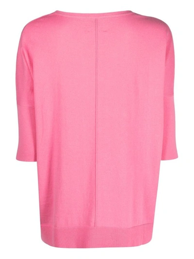 Allude Fine-knit Short-sleeve Sweatshirt In Pink