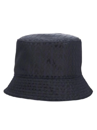 Shop Valentino Logo Bucket Hat In Blue