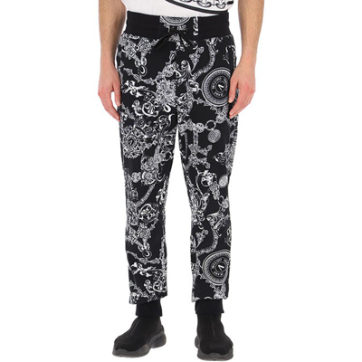 Shop Versace Jeans Couture Cotton Printed Pants In Black