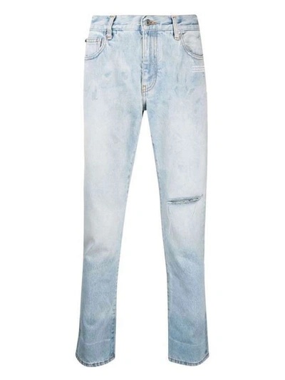 Shop Off-white Cotton Denim Jeans In Blue