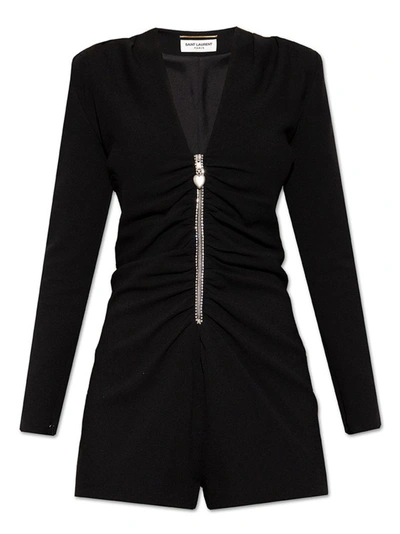 Shop Saint Laurent Long Sleeves Jumpsuit In Black