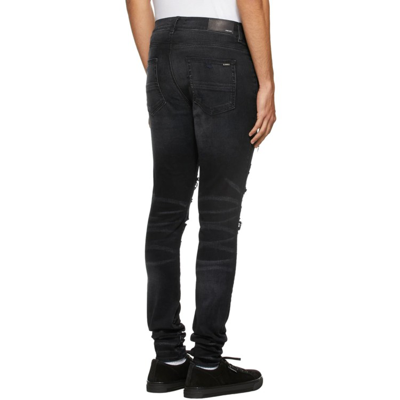 Shop Amiri Leopard Denim Jeans In Black