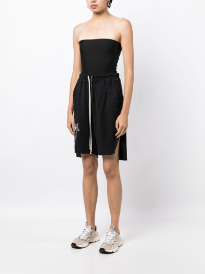 Shop Rick Owens Logo-embroidered Knee-length Shorts In Black
