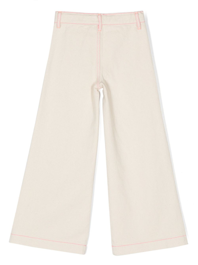 Shop Billieblush High-waisted Wide-leg Trousers In Neutrals