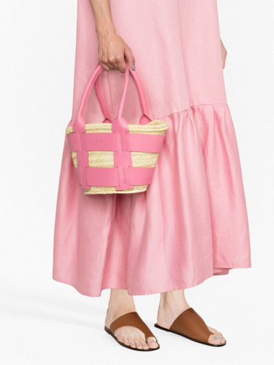 Demellier Mini Santorini Raffia Tote Bag In Neutrals