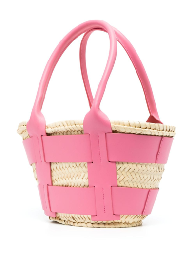 Demellier Mini Santorini Raffia Tote Bag In Neutrals
