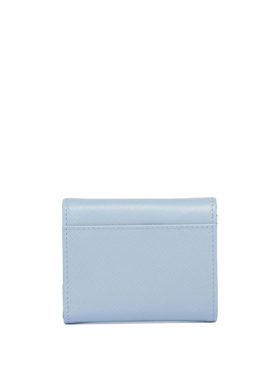 Shop Prada Leather Logo-detail Wallet In Blue