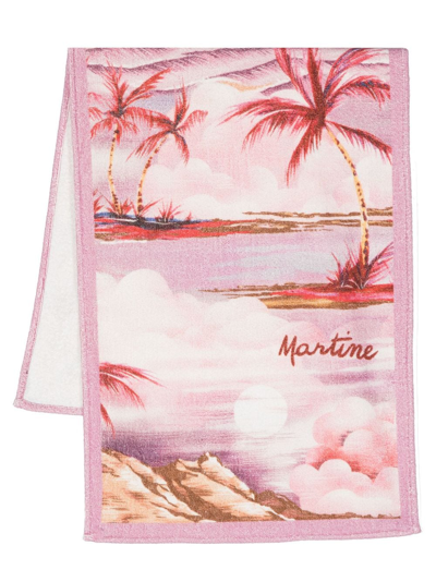Shop Martine Rose Palm Tree-print Towel Scarf In Pink