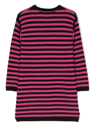 Shop Sonia Rykiel Enfant Striped Long-sleeve Knitted Dress In Pink