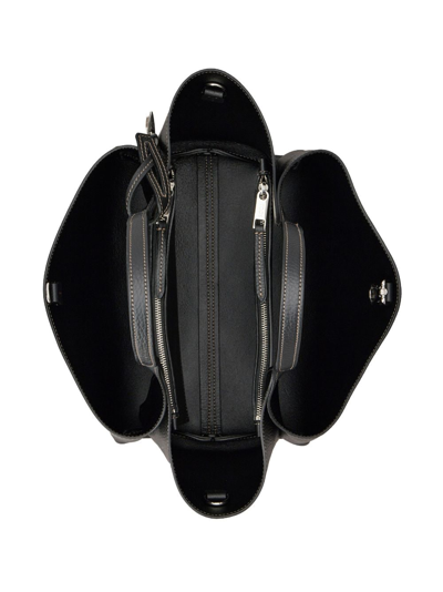 Tod's Mini Leather Shopping Bag With Grained Texture In Black