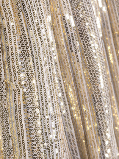 Shop Michael Kors Logo-waistband Sequin Pleated Skirt In Gold