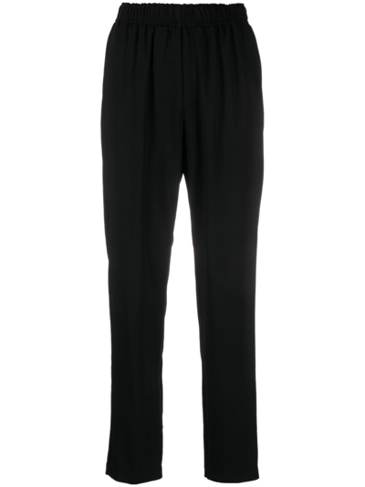 Shop Forte Forte Elasticated-waistband Tapered-leg Trousers In Black