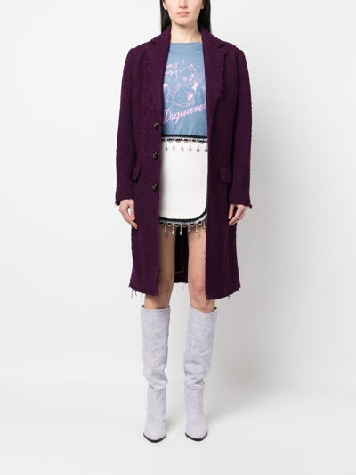 Dsquared2 Single-breasted Coat In Purple