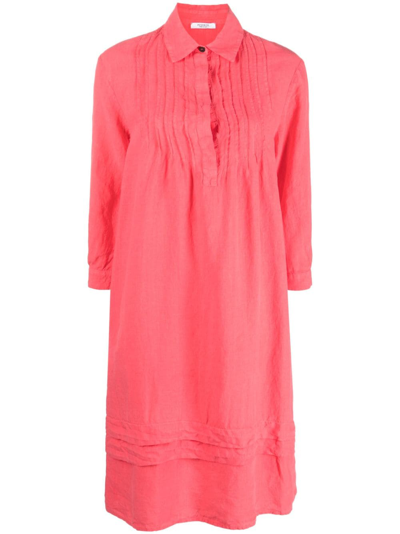Shop Peserico Long-sleeve Pleat-detail Dress In Pink