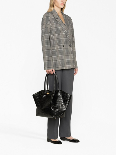Demellier Black New York Mock Croc Tote Bag In Black