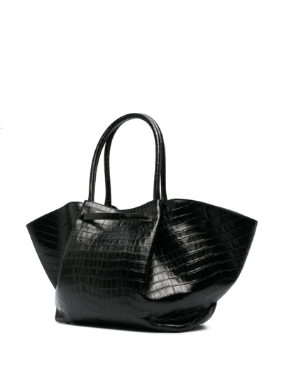 Demellier Black New York Mock Croc Tote Bag In Black