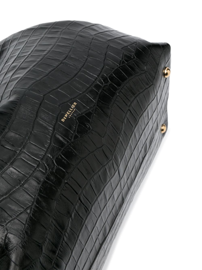 Demellier Black New York Mock Croc Tote Bag In Black