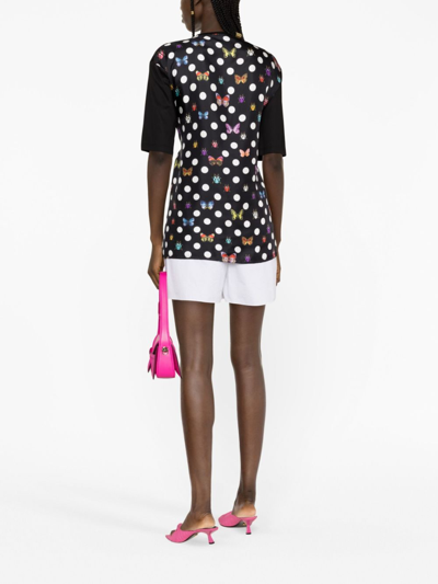Versace Pin-tucked Jersey T-shirt With Silk Printed Back In Black