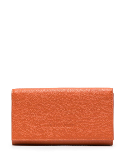 Shop Fabiana Filippi Logo-debossed Leather Wallet In Orange