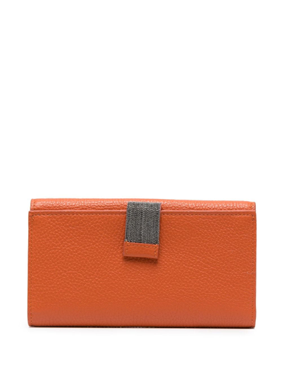 Shop Fabiana Filippi Logo-debossed Leather Wallet In Orange