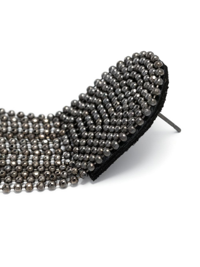 Shop Fabiana Filippi Bead-chain Fringed Earrings In Black