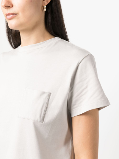 Shop Fabiana Filippi Cotton Short-sleeved T-shirt In Grey