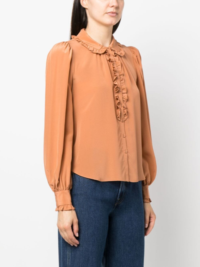 Shop Ulla Johnson Philipa Ruffled Silk Blouse In Orange