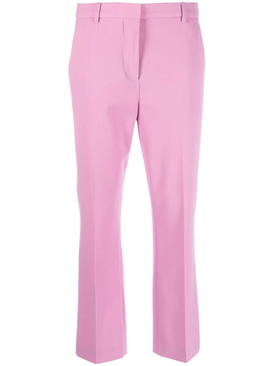 Shop Moschino Virgin Wool-blend Cropped Trousers In Pink