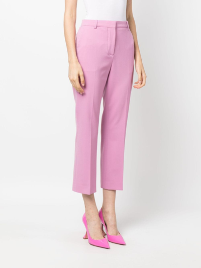 Shop Moschino Virgin Wool-blend Cropped Trousers In Pink