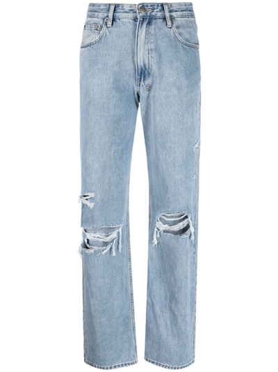 Shop Ksubi Brooklyn Authentik Trashed Straight-leg Jeans In Blue