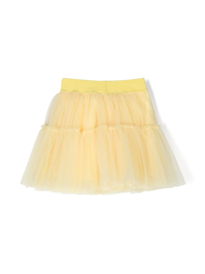 Shop Monnalisa Logo-waistband Cotton Tutu Skirt In Yellow