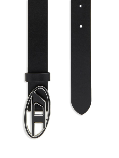 Shop Diesel 1dr Logo-buckle Leather Belt In Black