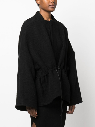 Shop Rick Owens Sail Wide-sleeve Virgin Wool Jacket In Black