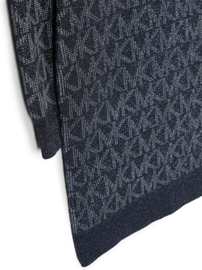 Shop Michael Kors Monogram-pattern Knit Dress In Blue