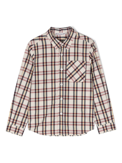 Shop Bonpoint Plaid Check-pattern Shirt In Neutrals