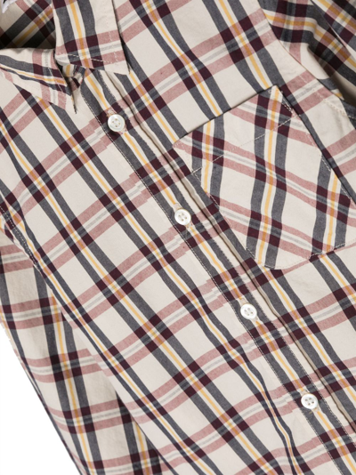 Shop Bonpoint Plaid Check-pattern Shirt In Neutrals