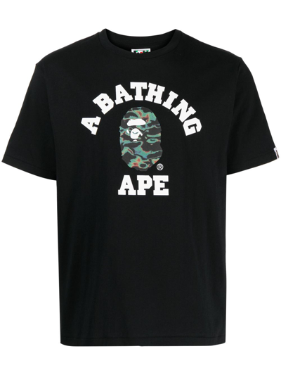 Shop A Bathing Ape Logo-print Crew-neck T-shirt In Black