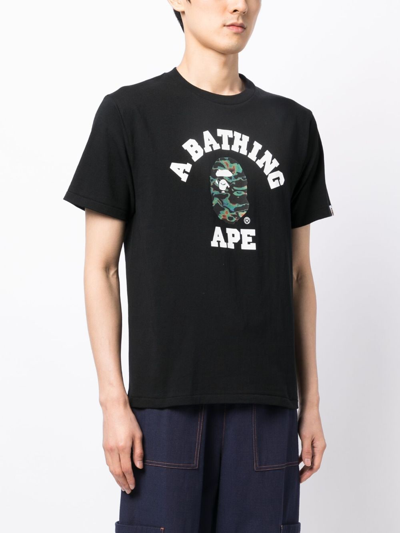 Shop A Bathing Ape Logo-print Crew-neck T-shirt In Black