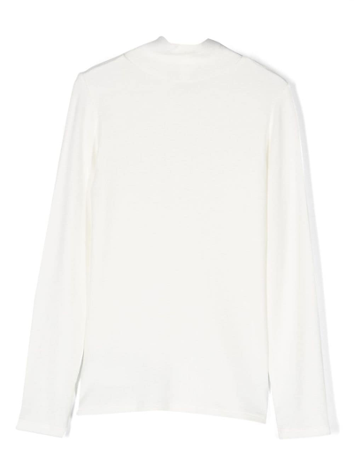 Shop Monnalisa Crystal-embellished Knitted Top In White