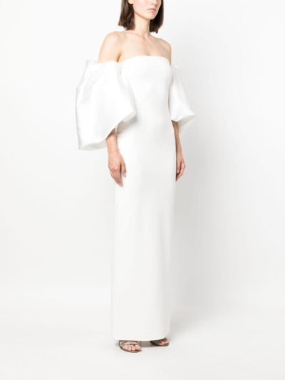Shop Solace London Pia Puff-sleeve Maxi Dress In White