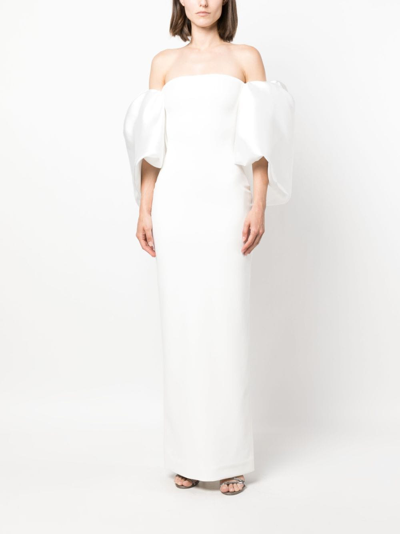 Shop Solace London Pia Puff-sleeve Maxi Dress In White