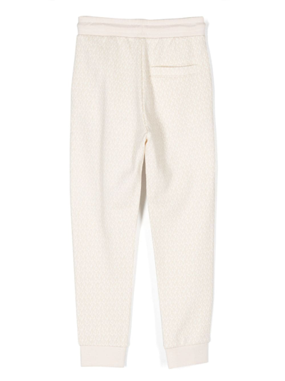 Michael Kors Monogram-pattern Terry-cloth Jogging Bottoms In Neutrals